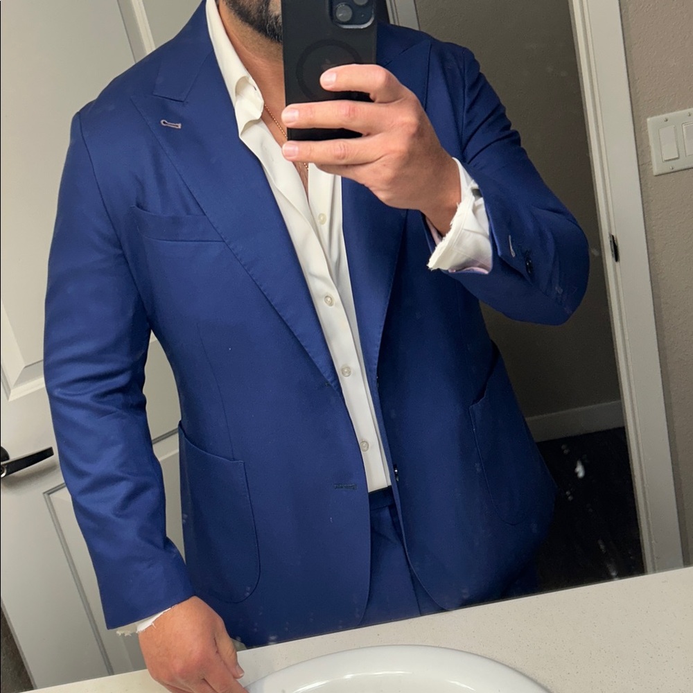 150's blue 46 Regular super150's wide peak lapels